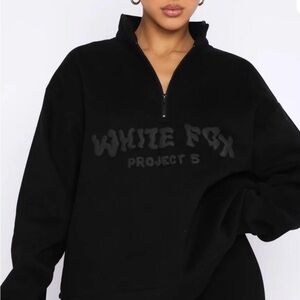 White Fox Boutique Black Half-Zip Sweatshirt